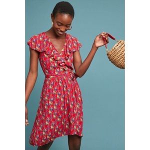 Anthropologie - Ruffle front printed dress